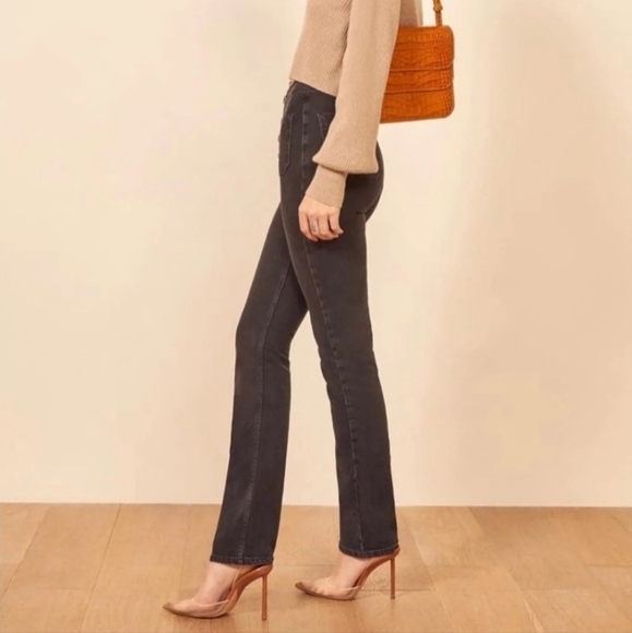 Reformation Straight Leg Elsie Black Washed Out High Rise Jeans Size 29 Women's - Picture 2 of 16